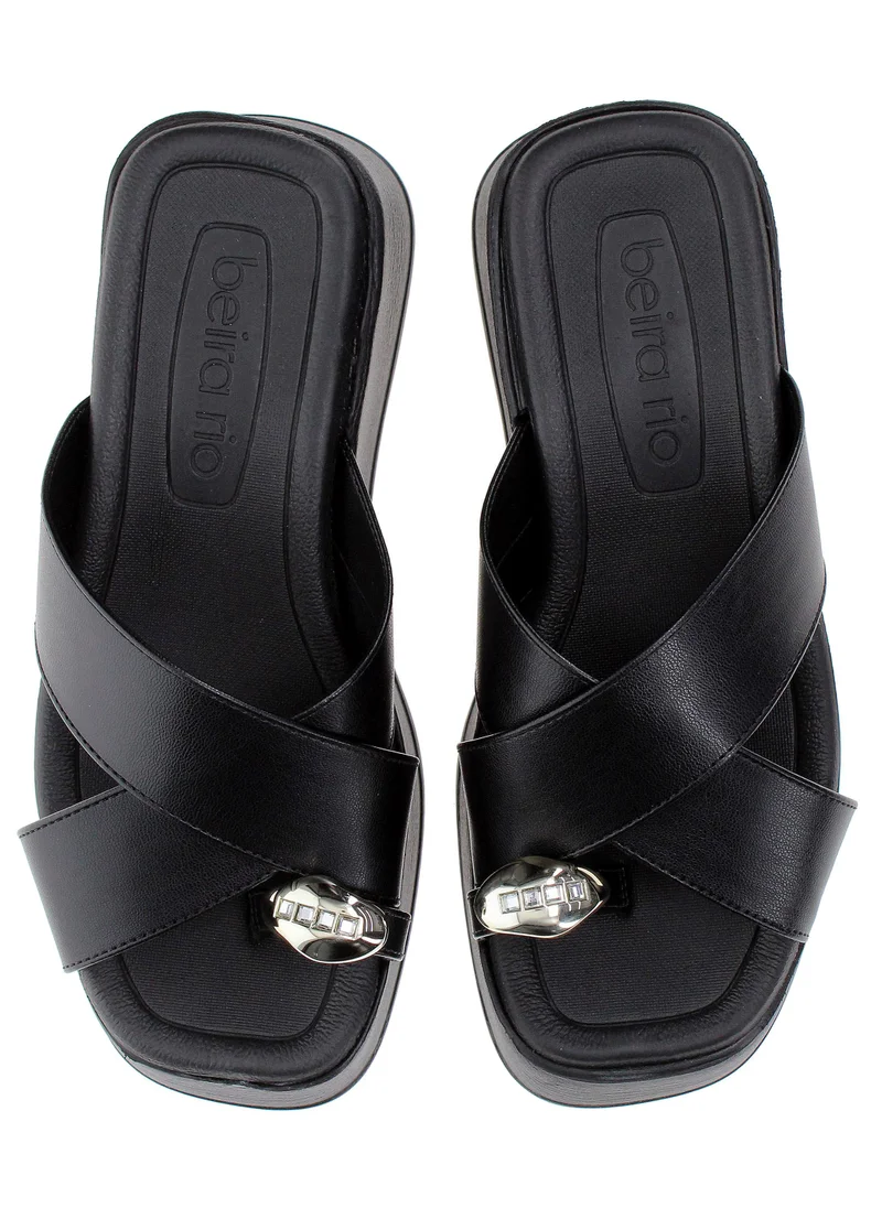 Beira Rio Black Beira Rio Women’s Flat Summer Footwear – Lightweight Slip-On Comfort with Stylish Casual Design for Women | Best Price UAE