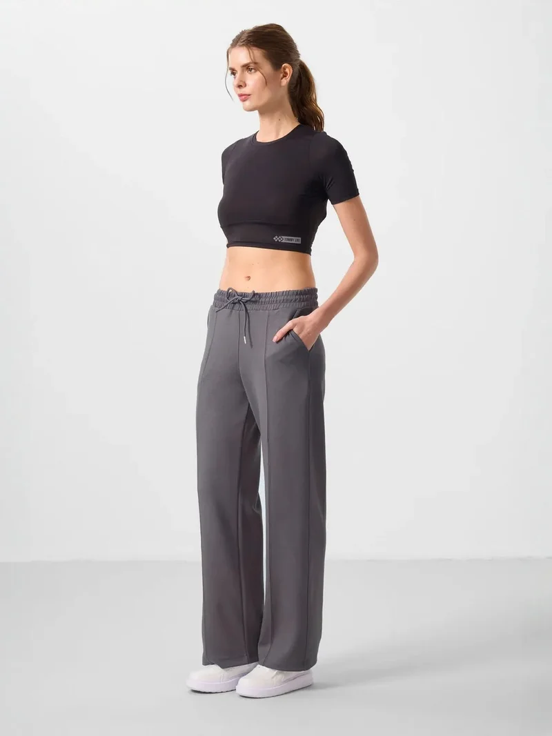 تومي لايف TOMMY Textured Wide Leg Palazzo Pants with Drawstring Waist