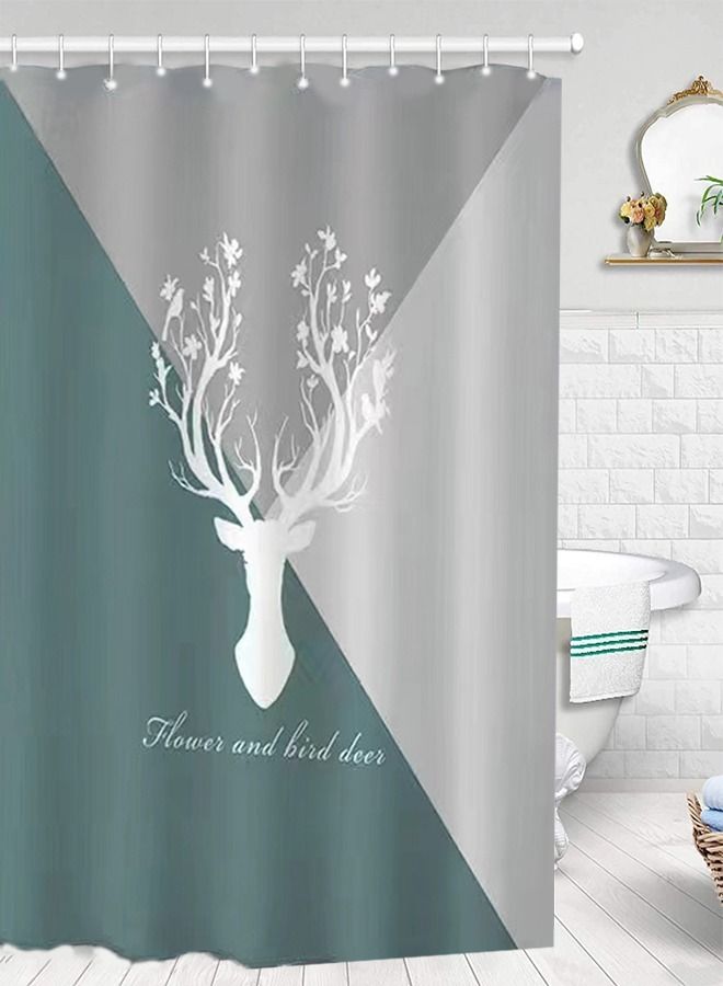 fashionhome Beautiful Waterproof Deer Printed Shower Curtain for Bathroom Decorative Shower Liner 100x180 cm - Image 2
