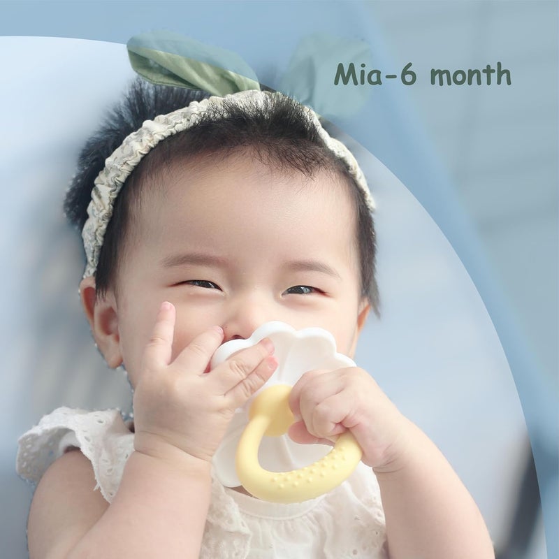 Ginbear Silicone Baby Teether for Girls BPA Free Food Grade Infant Teething Toys Soothing Baby Chew Toys Sensory Teething Pain Relief Pacifier 3 Months  Set of 2 - Image 2