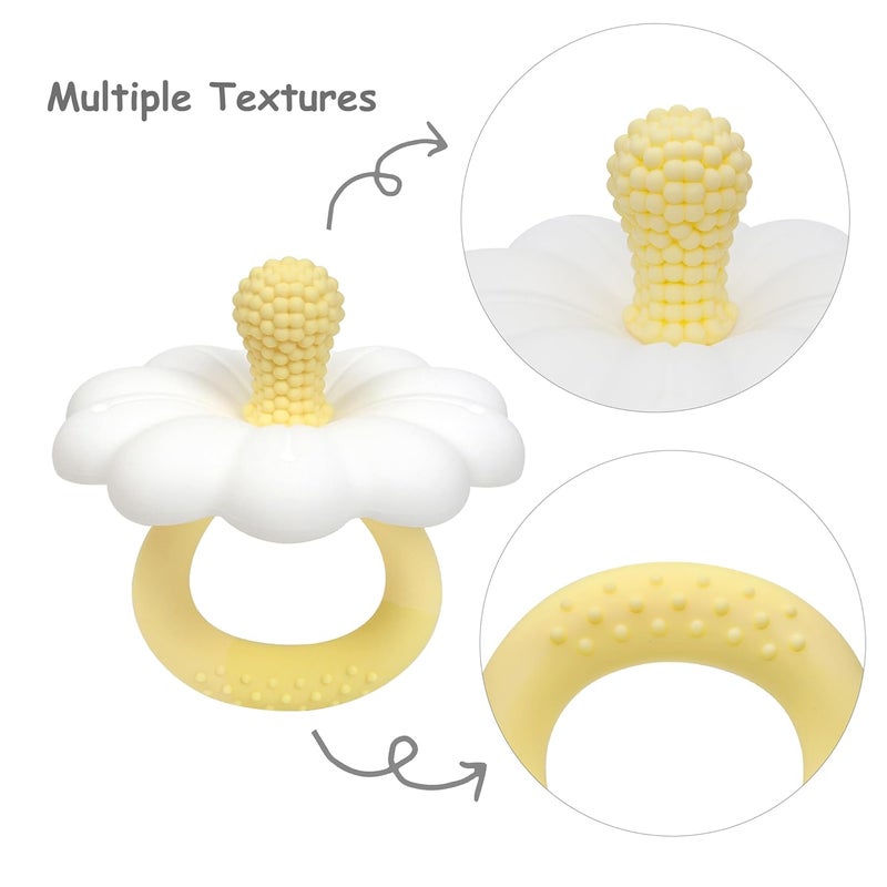 Ginbear Silicone Baby Teether for Girls BPA Free Food Grade Infant Teething Toys Soothing Baby Chew Toys Sensory Teething Pain Relief Pacifier 3 Months  Set of 2 - Image 5