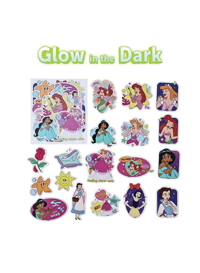 Disney Disney Princess Glow in the Dark Vinyl Stickers | 18 Reusable Fun & Decorative Stickers | Self-Adhesive Stickers For Kids | Age 3+