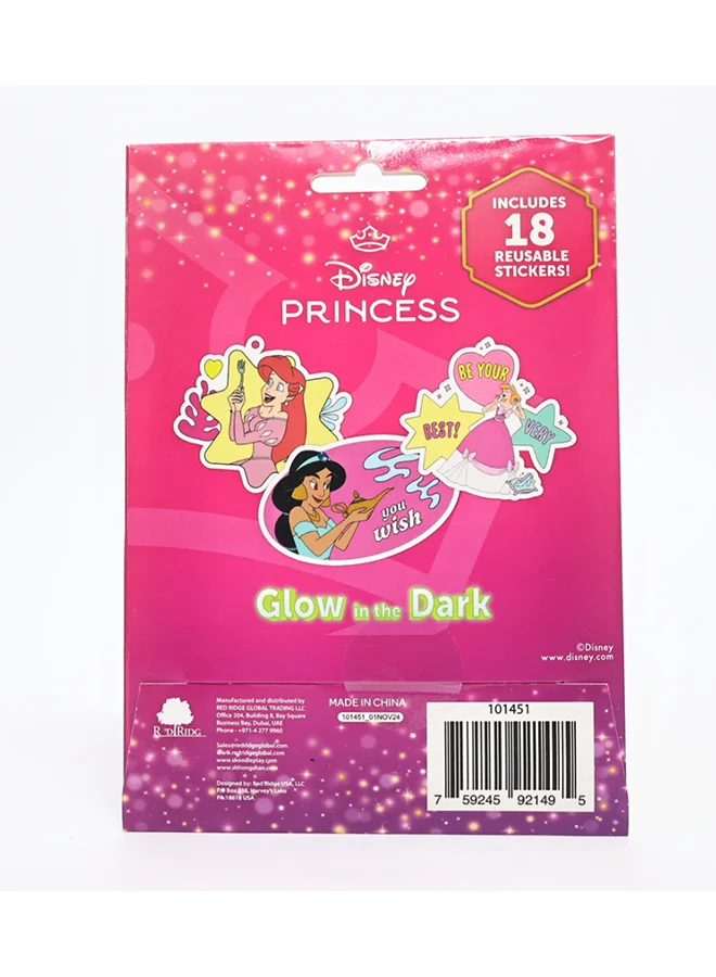 Disney Disney Princess Glow in the Dark Vinyl Stickers | 18 Reusable Fun & Decorative Stickers | Self-Adhesive Stickers For Kids | Age 3+