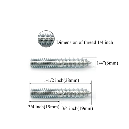 Yoliko 12 Pack 1/4-20 x 1-1/2 Inch Silver Hanger Bolts, Double Headed, Carbon Steel, 4.8 Grade, 37mm Length - Image 3