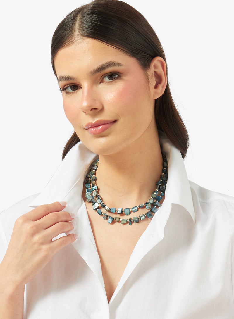 ELLA Stone Beaded Double Layered Necklace - Image 4