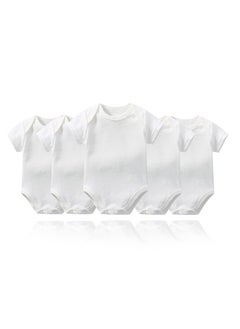 Generic 5pcs-Newborn Baby Clothes -Short Sleeve Crew Neck Bodysuit Onesies – Solid Color Romper, Baby Gift Set, Newborn Infant Outfit, Unisex Baby Rompers, Baby Shower Gift  - Image 2