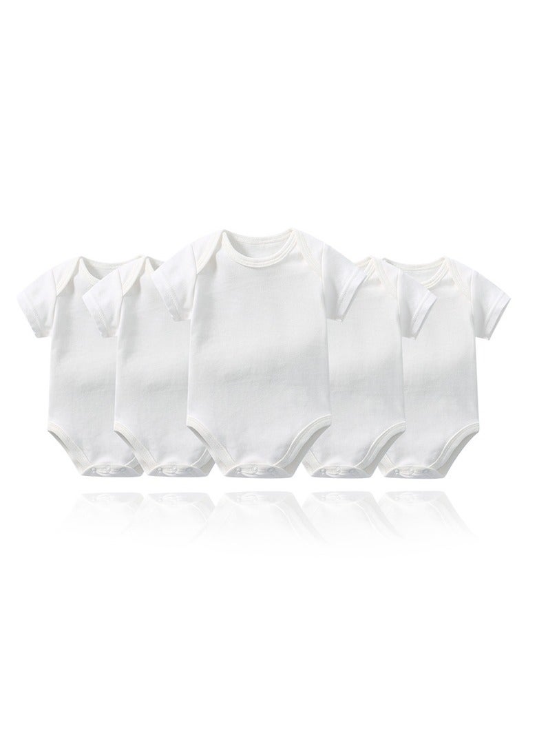 5pcs-Newborn Baby Clothes -Short Sleeve Crew Neck Bodysuit Onesies – Solid Color Romper, Baby Gift Set, Newborn Infant Outfit, Unisex Baby Rompers, Baby Shower Gift - Image 2