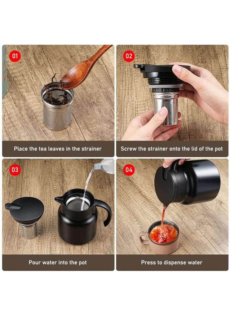 Arabest - Thermal Coffee Carafe 28Oz Coffee Carafes Tea Pot For Keeping Hot Stainless Steel coffee Double Walled Vacuum Thermal Carafe Insulated Coffee Dispenser with Removable Tea Infuser - Image 1