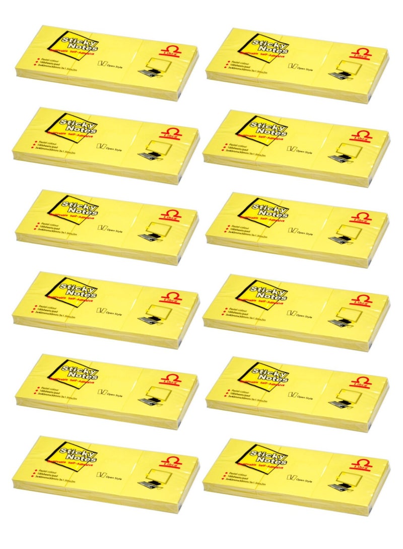 Libra Libra Sticky Note Pastel Yellow 1.5×2 inch, 12pads/bag  - Image 2