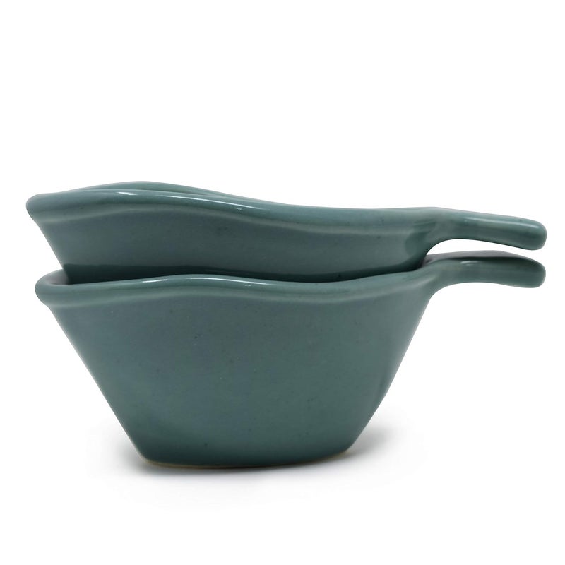 The Himalayan Goods Company The Himalayan Goods Company Set Pack of Stackable Chip and Dip Sauce Gravy Boats Sea Green  - Image 1