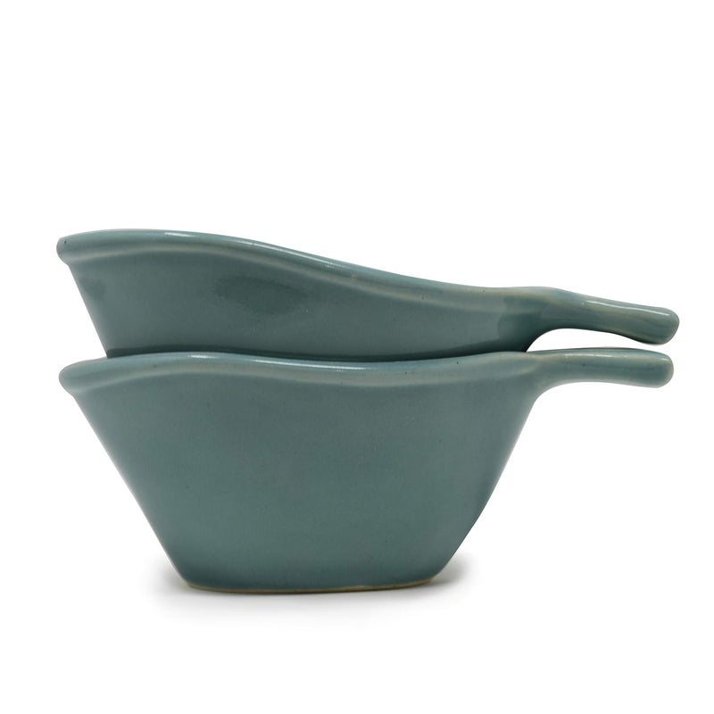 The Himalayan Goods Company The Himalayan Goods Company Set Pack of Stackable Chip and Dip Sauce Gravy Boats Sea Green  - Image 3