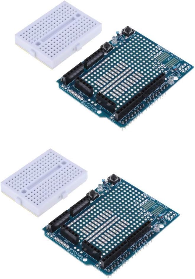 REES52 2pcs UNO R3 Proto Shield Prototype Expansion Board with SYB-170 Mini Breadboard Based for Arduino UNO R3 ProtoShield - Image 1