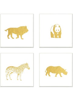 Stupell Industries Stupell Industries Home Décor Golden Animal Silhouettes Lion Panda Zebra Rhino 3pc Wall Plaque Art Set  - Image 1