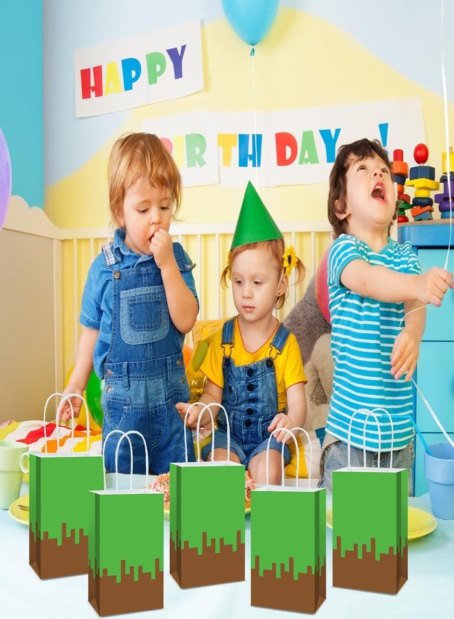 MinFyberd 36Pcs Pixel Theme Party Favor Bags Video Game Birthday Party Supplies Mining Theme Paper Gift Goodie Bags with Handle Gamer Birthday Treat Candy Bag for Kids Pixelated Birthday Baby Shower Decoration - Image 5