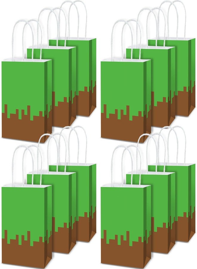 MinFyberd 36Pcs Pixel Theme Party Favor Bags Video Game Birthday Party Supplies Mining Theme Paper Gift Goodie Bags with Handle Gamer Birthday Treat Candy Bag for Kids Pixelated Birthday Baby Shower Decoration - Image 1