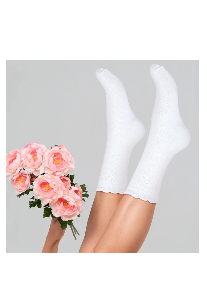 SYOSI 5 Pairs Ruffle Socks Ankle Soft Crew Socks Cute Frilly Lace Socks Macaron Plush Socks Cotton Socks for Girls Women - Image 2