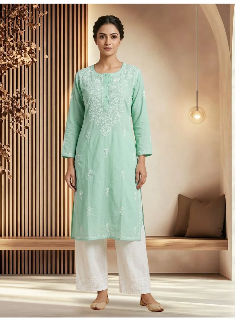 Hand Embroidered Chikankari Cotton Kurta-ALNTV115