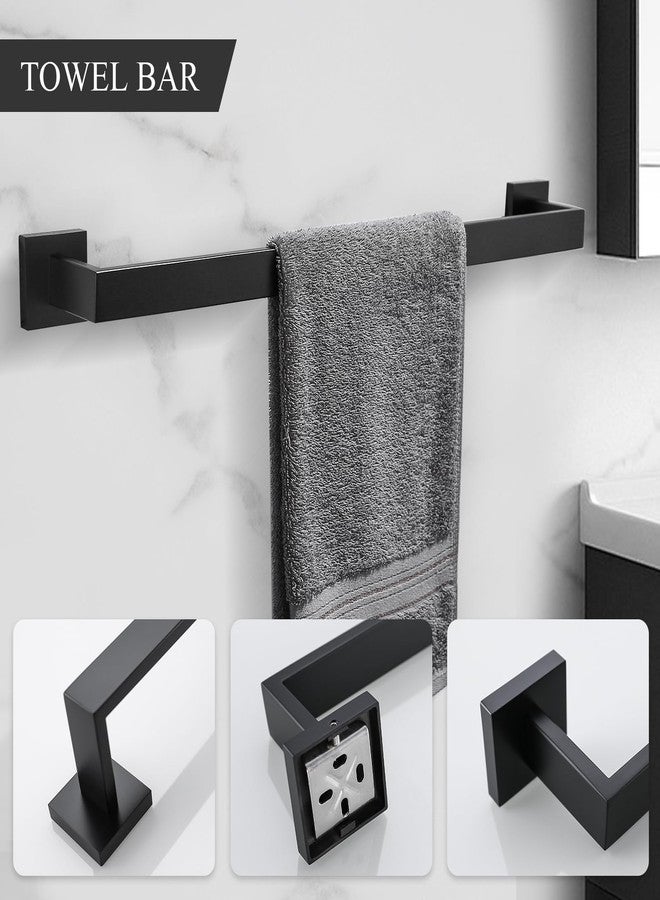 TURS Bathroom Hardware Set Black 4-Piece Towel Bar Set Include 24 Inch Towel Bar Hand Towel Holder Towel Hook Toilet Paper Holder with Shelf Wall Mounted Stainless Steel Bathroom Accessories Set - Image 2