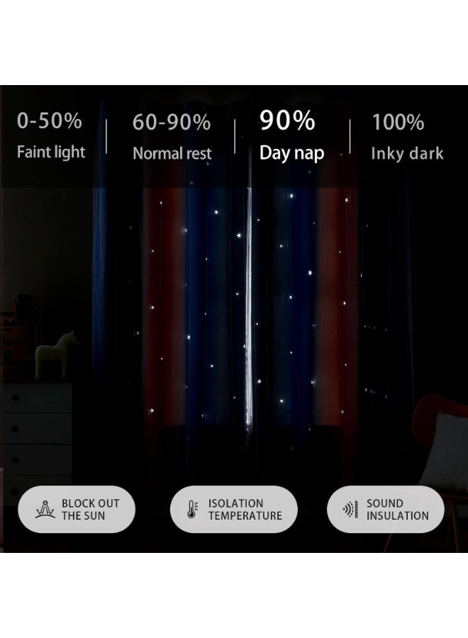 Dream Star Blackout Curtains Double Layer Girl Princess Curtain for Daughter Bedroom Living Room Window Pink Purple 132W x 160L cm - Image 4