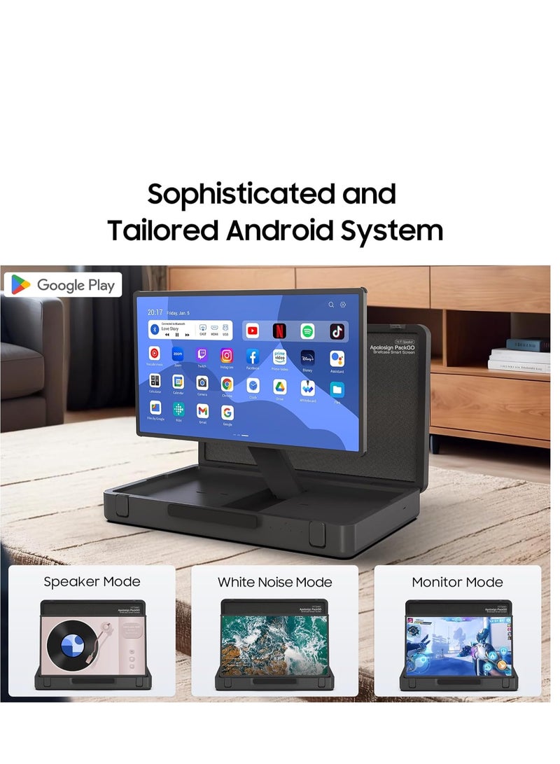 FIPKA 27 inch Portable Briefcase TV, Portable Entertainment System, Android OS, Compact Suitcase Design, Bluetooth 3D Speakers, Built-in Battery 6H, Smart Screen for Travel & Parties  - Image 3