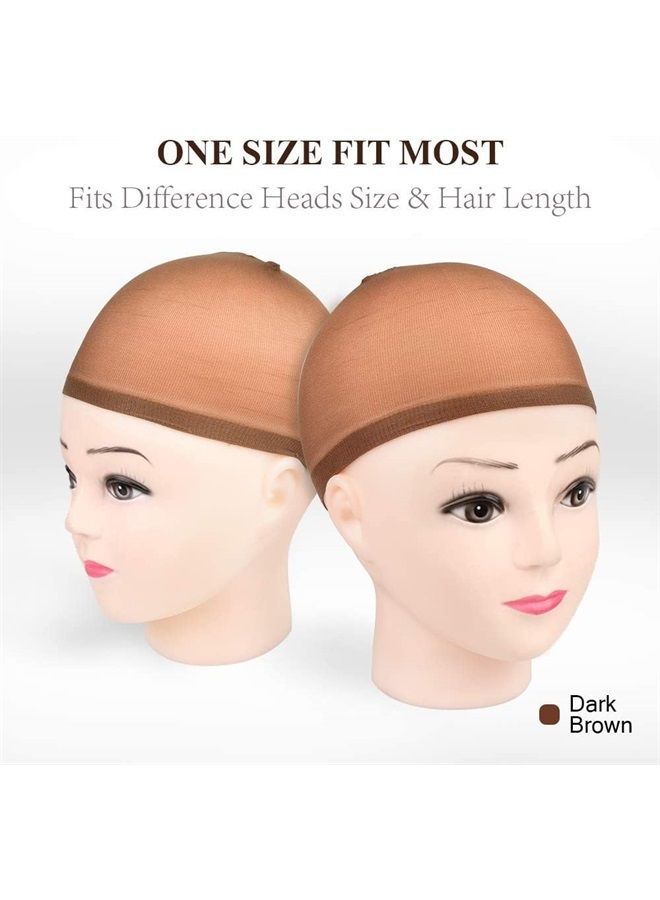 MORGLES Wig Caps, MORGLES 20pcs Brown Wig Caps Stocking Caps For Wigs Stretchy Nylon Wig Caps For Women Men-Brown - Image 2