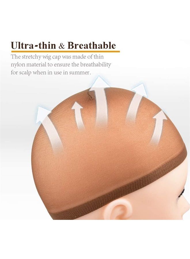 MORGLES Wig Caps, MORGLES 20pcs Brown Wig Caps Stocking Caps For Wigs Stretchy Nylon Wig Caps For Women Men-Brown - Image 3