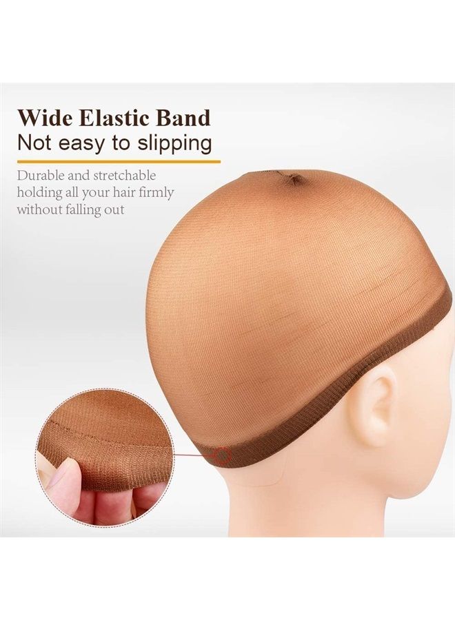 MORGLES Wig Caps, MORGLES 20pcs Brown Wig Caps Stocking Caps For Wigs Stretchy Nylon Wig Caps For Women Men-Brown - Image 5