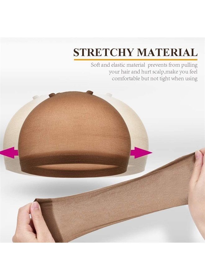 MORGLES Wig Caps, MORGLES 20pcs Brown Wig Caps Stocking Caps For Wigs Stretchy Nylon Wig Caps For Women Men-Brown - Image 4