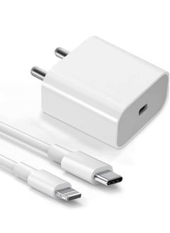 ELTRAZONE 20W PD Charger for iPhone 14 | iPhone 14 Pro Type C Power Charger Adapter with USB C to Light-ning Cable Compatible for iPhone Charger 13, 12, 11, X and Later Series (Charger) - White  - Image 3