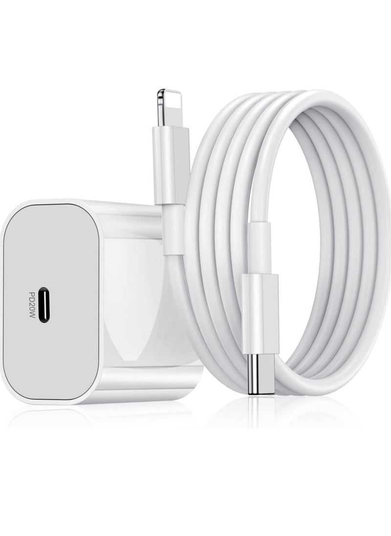 ELTRAZONE 20W PD Charger for iPhone 14 | iPhone 14 Pro Type C Power Charger Adapter with USB C to Light-ning Cable Compatible for iPhone Charger 13, 12, 11, X and Later Series (Charger) - White  - Image 2