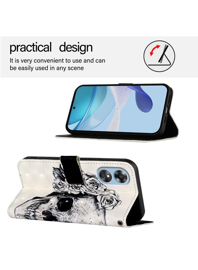 اس-توب جراب لهاتف OPPO A17 4G Global / A17k جراب هاتف جلدي أفقي قابل للطي برسومات ثلاثية الأبعاد - Image 3