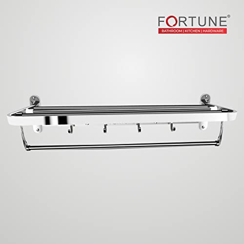 FORTUNE Lavish 1.5 feet Stainless Steel Folding Towel Rack | Towel Stand | Towel Hanger | Towel Holder | Rack Shelf | Bathroom Accessories-(Round) (18 INCH) - Image 3