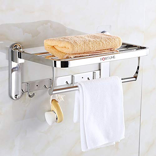 FORTUNE Lavish 1.5 feet Stainless Steel Folding Towel Rack | Towel Stand | Towel Hanger | Towel Holder | Rack Shelf | Bathroom Accessories-(Round) (18 INCH) - Image 1