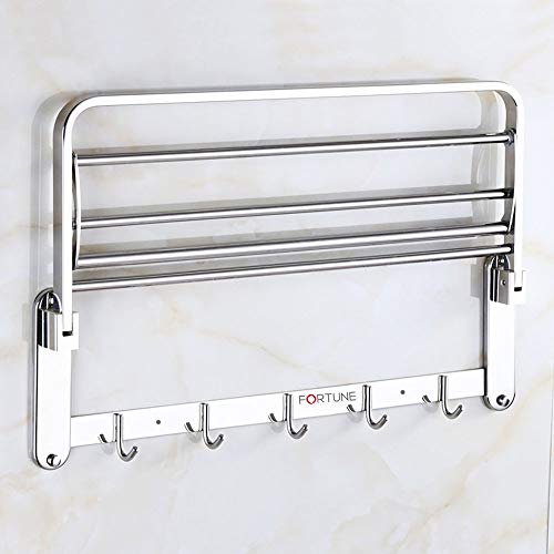 FORTUNE Lavish 1.5 feet Stainless Steel Folding Towel Rack | Towel Stand | Towel Hanger | Towel Holder | Rack Shelf | Bathroom Accessories-(Round) (18 INCH) - Image 5