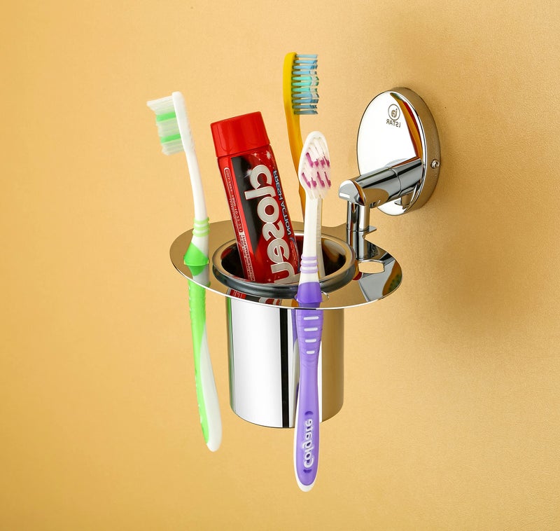 iSTAR Stainless Steel 304 Grade 2 in 1 Toothbrush with Tumbler Holder/Soap Stand/Tooth Brush Holder/Bathroom Accessories (Silver) - Image 2