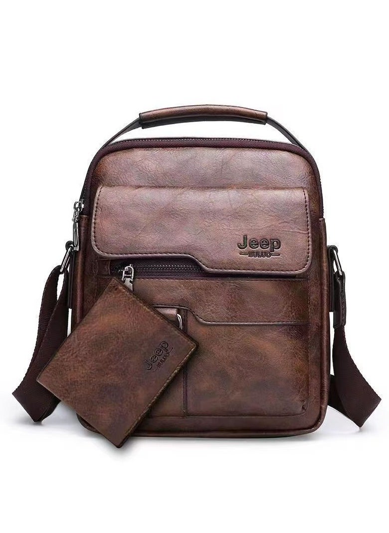 Jeep Men Crossbody Bag Shoulder Bags Vintage Men Handbags Large Capacity PU Leather Bag For Man Messenger Bags Tote Bag purse  - Image 1