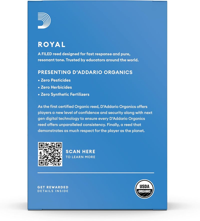 D'Addario Royal by D'Addario Bb Clarinet Reeds, Strength 2.5, 10-Pack - Image 2