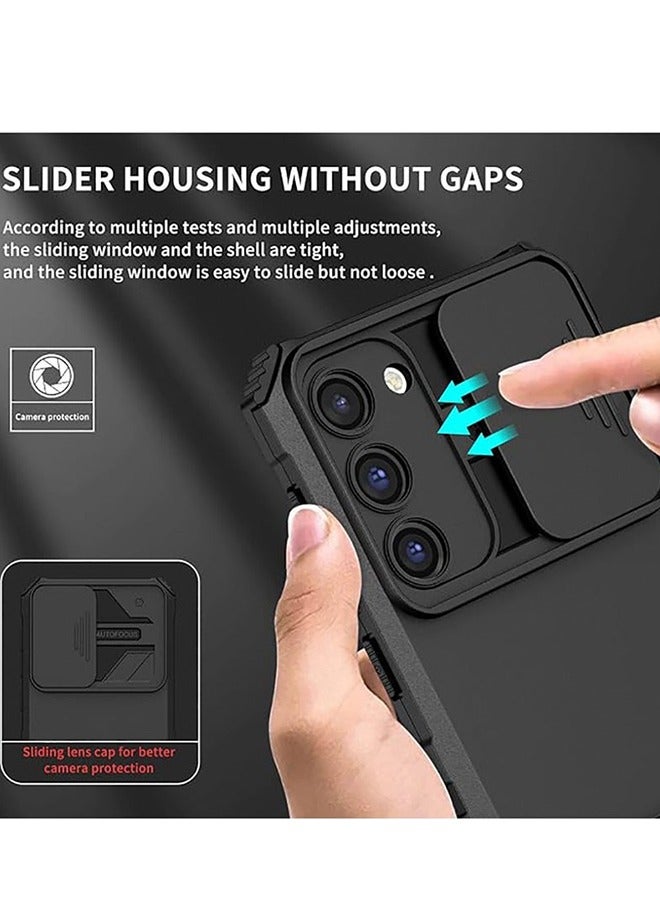 Lemon 2PCS TPU Tough PC Cover For Samsung Galaxy S24 Ultra Slide Camera Kickstand, Military Shockproof Protective Phone Case  (Black and White)  - Image 3