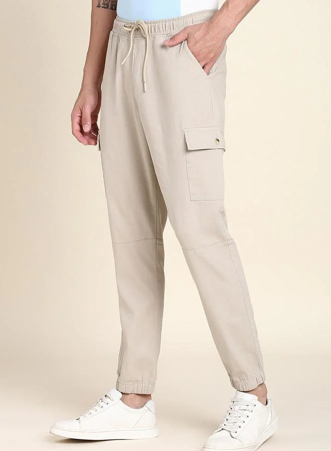 دينيس لينغو بنطلون رجالي بيج قطن 1% بقصة ضيقة وطول كامل