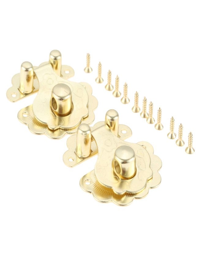 Yetaha 2 Pcs Box Latch Clasps with 12 Screws Flower Shape Cabinet Hasp for Jewelry Wooden Box Case Decorative Hasp Latch Buckle, Gold - Image 2