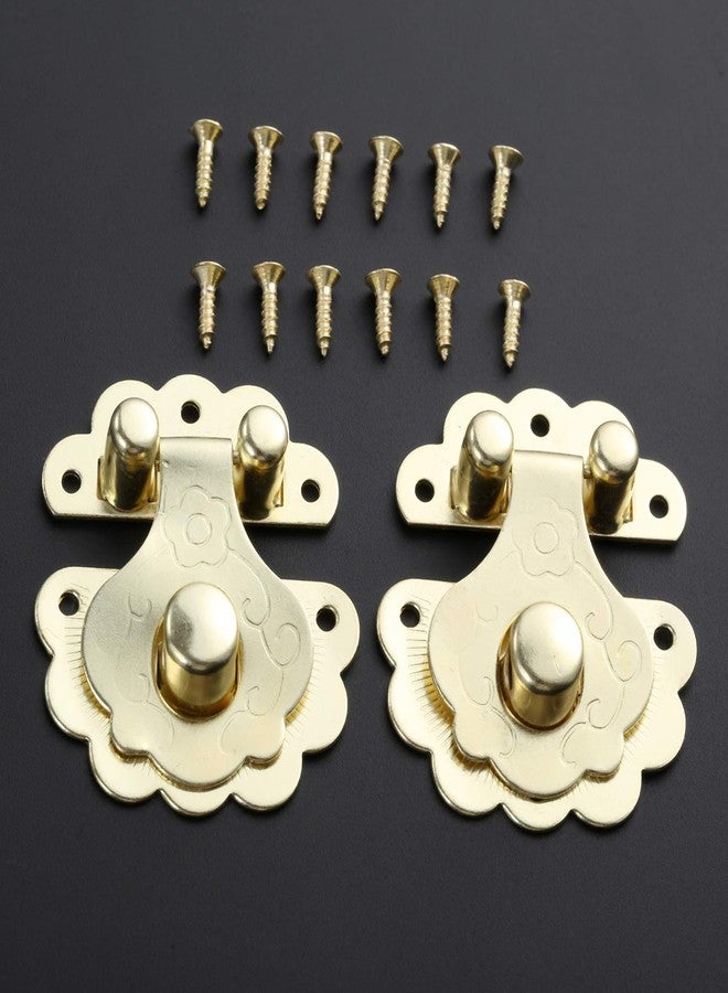 Yetaha 2 Pcs Box Latch Clasps with 12 Screws Flower Shape Cabinet Hasp for Jewelry Wooden Box Case Decorative Hasp Latch Buckle, Gold - Image 4