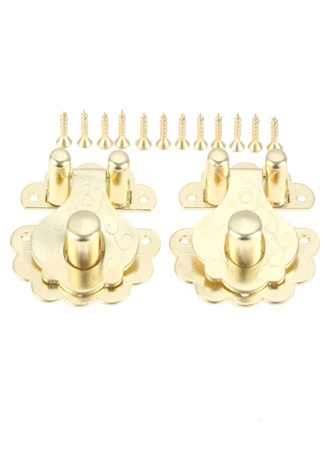 Yetaha 2 Pcs Box Latch Clasps with 12 Screws Flower Shape Cabinet Hasp for Jewelry Wooden Box Case Decorative Hasp Latch Buckle, Gold - Image 1