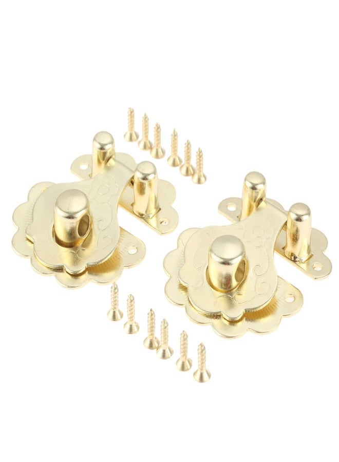 Yetaha 2 Pcs Box Latch Clasps with 12 Screws Flower Shape Cabinet Hasp for Jewelry Wooden Box Case Decorative Hasp Latch Buckle, Gold - Image 3