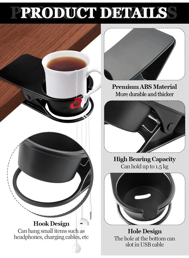 2PCS Clip on Cup Holder, Cup Holder for Table Desk Clamp on Cup Holder Storage Saucer Clip Water Coffee Mug Holder Saucer Clip Design for Home Office - Image 3