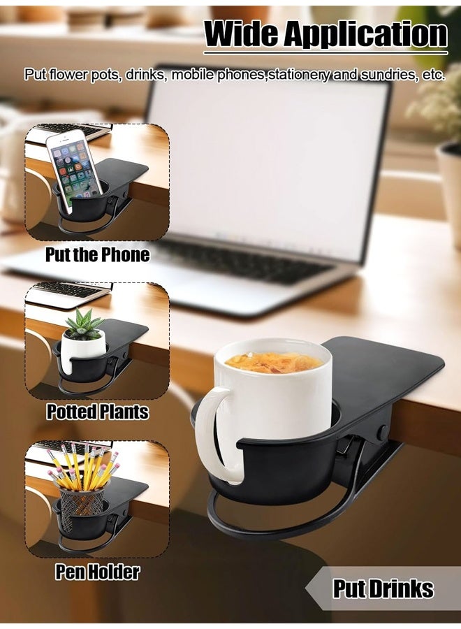 2PCS Clip on Cup Holder, Cup Holder for Table Desk Clamp on Cup Holder Storage Saucer Clip Water Coffee Mug Holder Saucer Clip Design for Home Office - Image 5