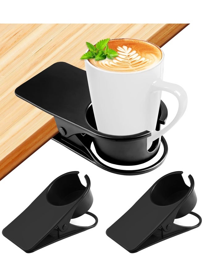 2PCS Clip on Cup Holder, Cup Holder for Table Desk Clamp on Cup Holder Storage Saucer Clip Water Coffee Mug Holder Saucer Clip Design for Home Office - Image 1