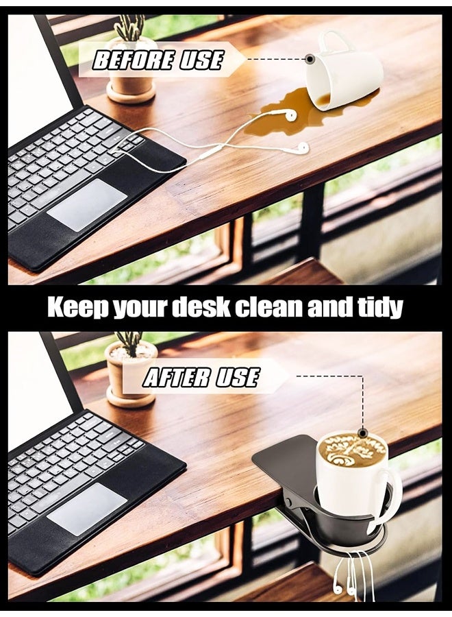 2PCS Clip on Cup Holder, Cup Holder for Table Desk Clamp on Cup Holder Storage Saucer Clip Water Coffee Mug Holder Saucer Clip Design for Home Office - Image 4