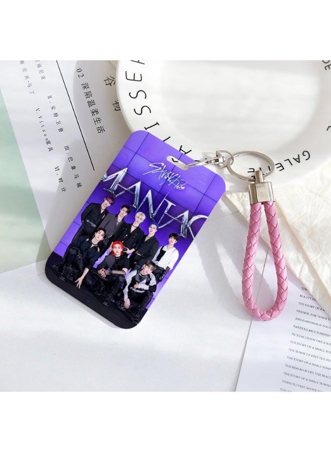 NIBEMINENT 1 - Piece STRAYKIDS Kpop Photo Card Holder Pendant Key Chain ID Badge Holder ID Card Holder Photo Card Protector for School ID Office ID Access Card for Women Girls