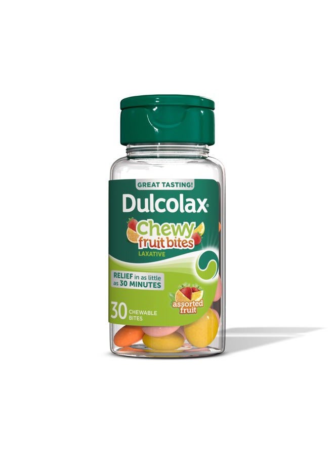 DULCOLAX Saline Laxative Chewy Fruit Bites, Fast Acting Laxative & Gentle Constipation Relief, Assorted Fruit Flavor, Magnesium Hydroxide 600 mg, 30 Count - Image 1