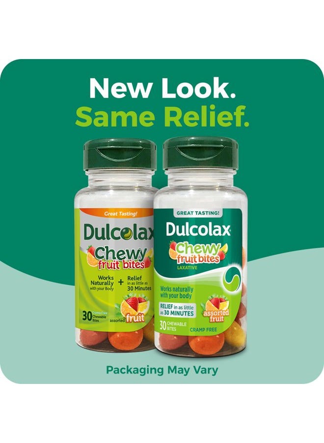DULCOLAX Saline Laxative Chewy Fruit Bites, Fast Acting Laxative & Gentle Constipation Relief, Assorted Fruit Flavor, Magnesium Hydroxide 600 mg, 30 Count - Image 2